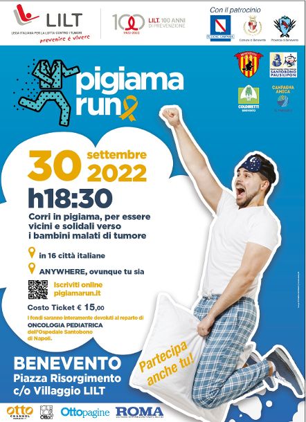 Benevento| “Pigiama Run 2022”: il 30 settembre si corre per i bambini malati