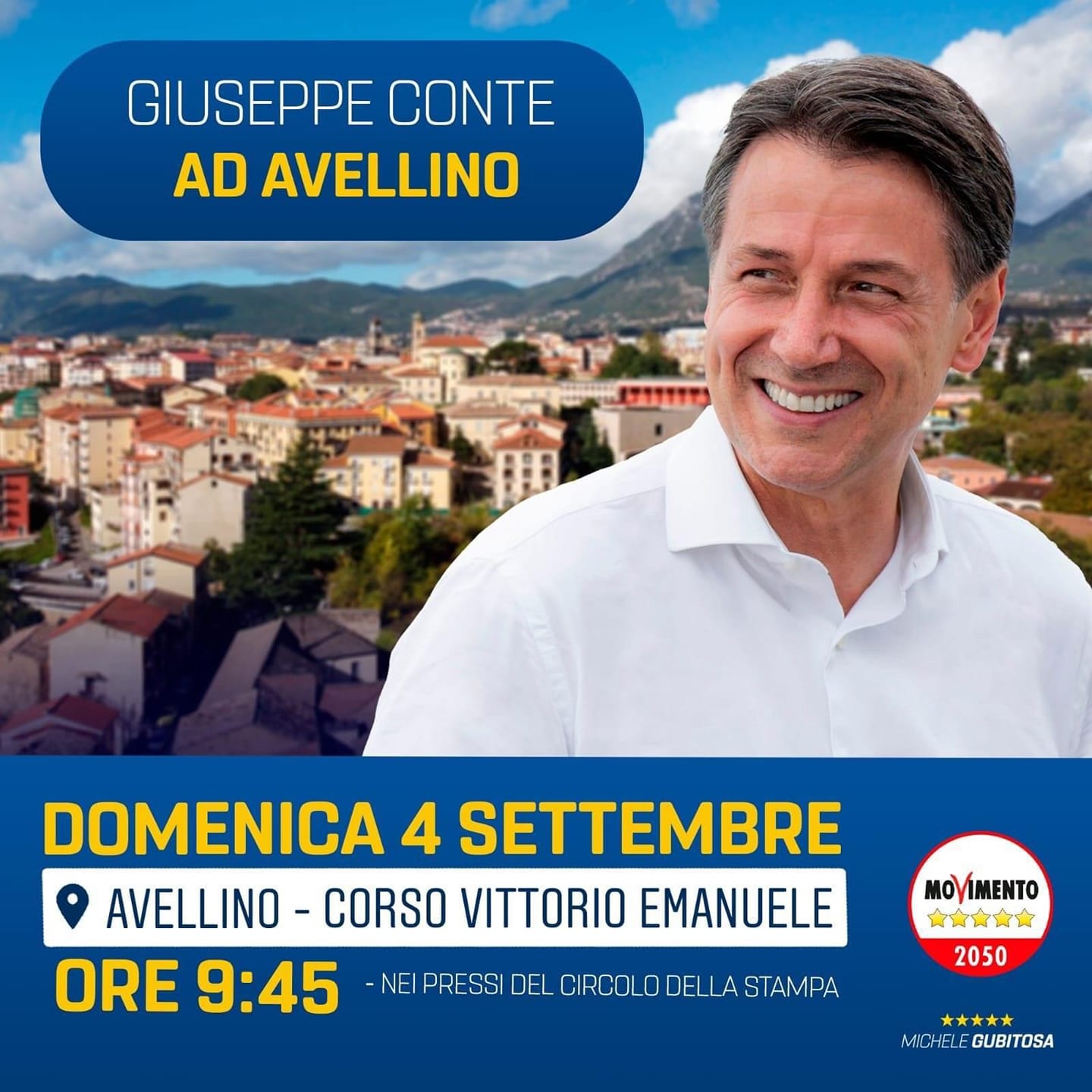 Avellino| Domenica Giuseppe Conte incontra gli elettori a corso Vittorio Emanuele