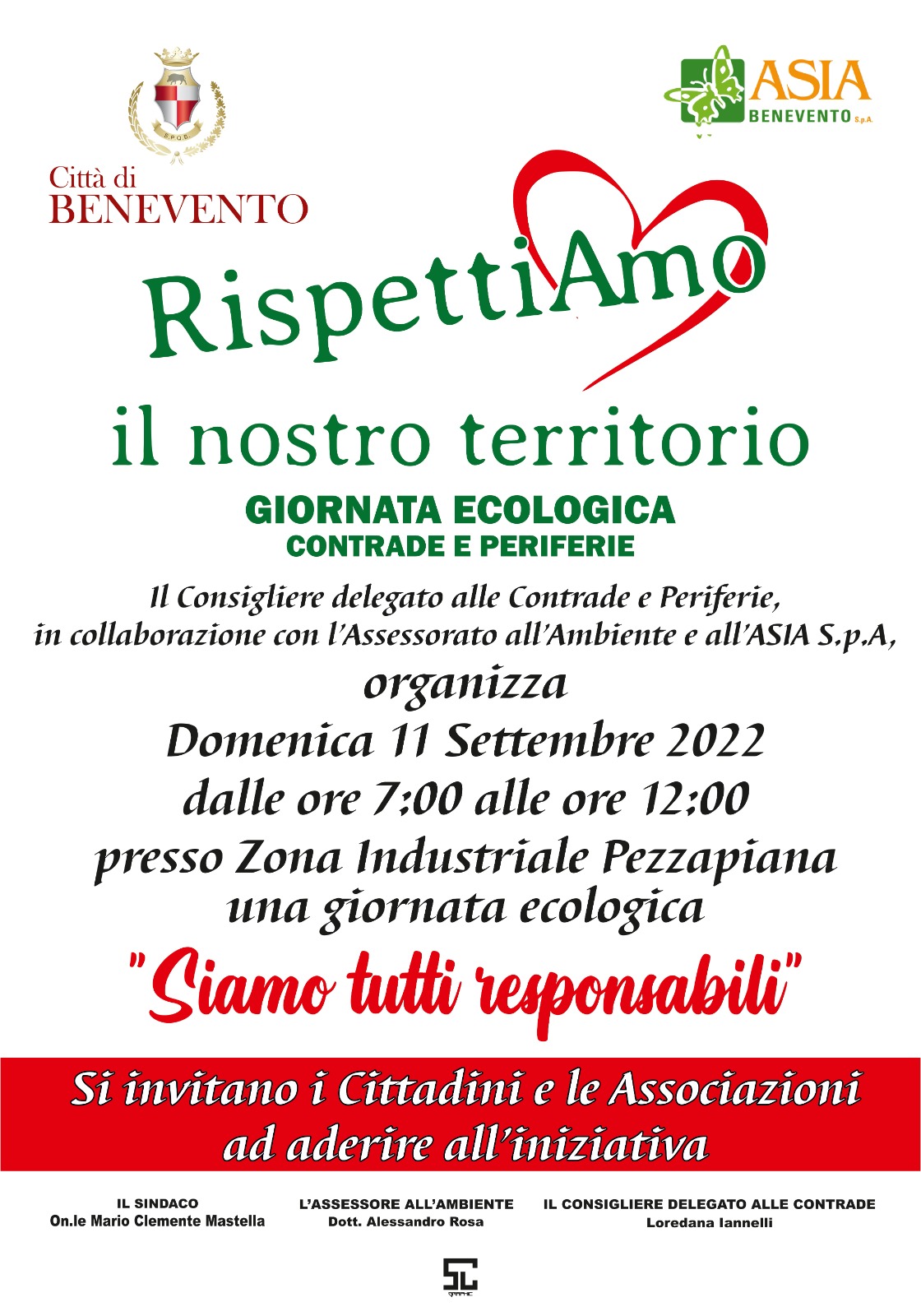 Domenica 11 settembre nella zona industriale di Pezzapiana si terrà la giornata ecologica denominata “Siamo tutti responsabili”