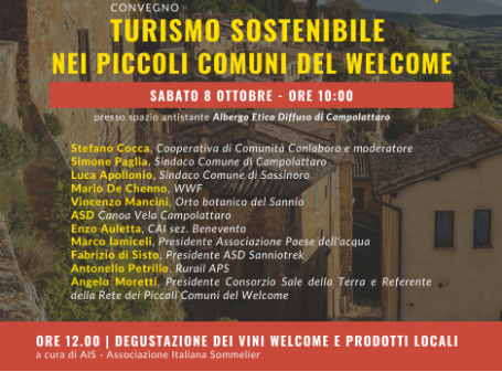 Turismo sostenibile nei Piccoli Comuni del Welcome: convegno a Campolattaro con degustazione