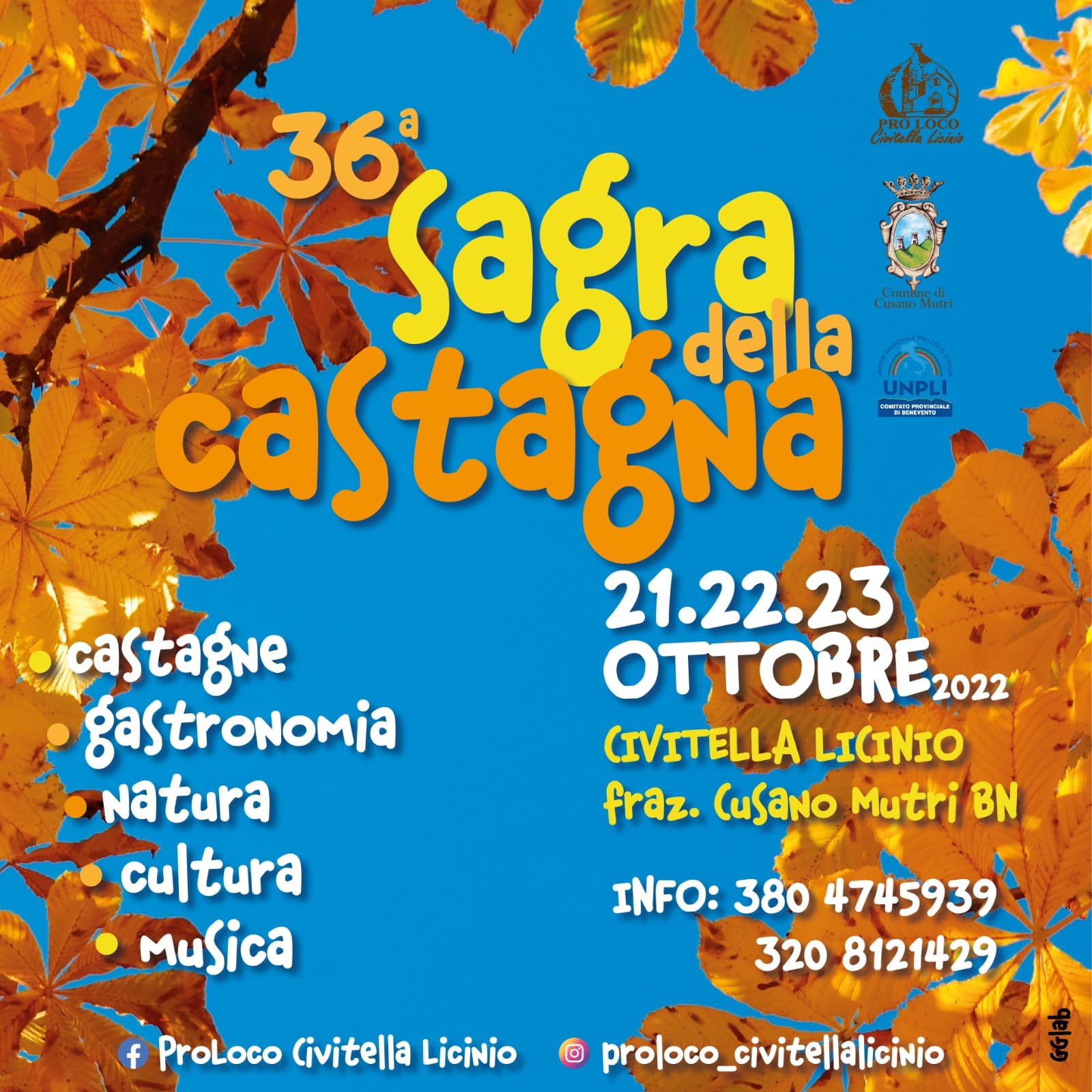 Civitella Licino, dal 21 al 23 ottobre torna la 36° edizione della “Sagra della Castagna”