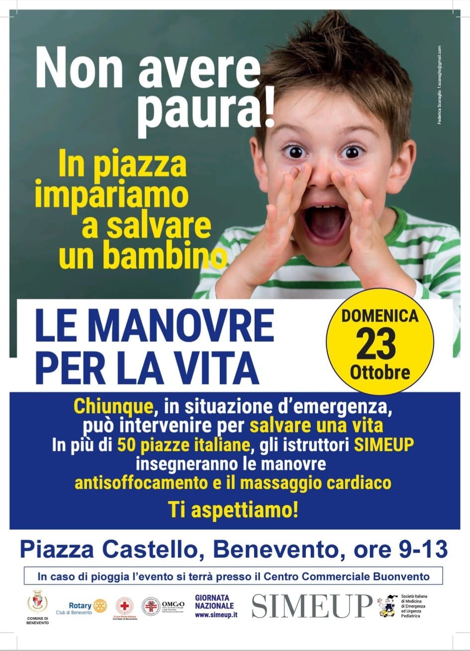 Benevento| “Le manovre per la vita”, il 23 ottobre appuntamento in piazza Castello