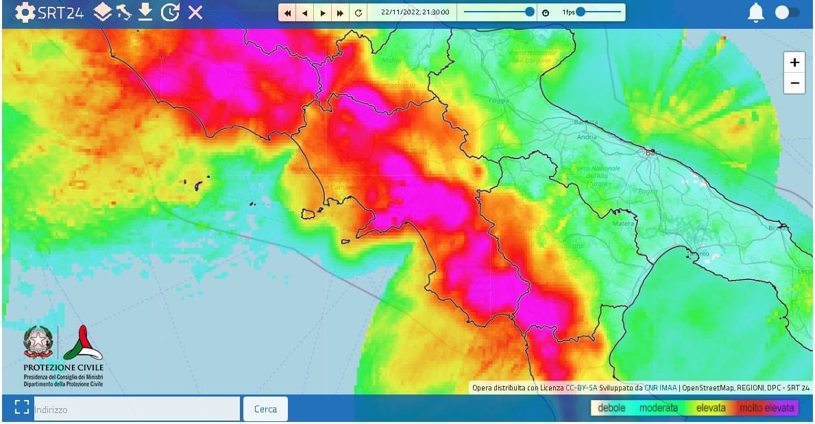 Maltempo, i dati parziali della pioggia caduta oggi in Irpinia