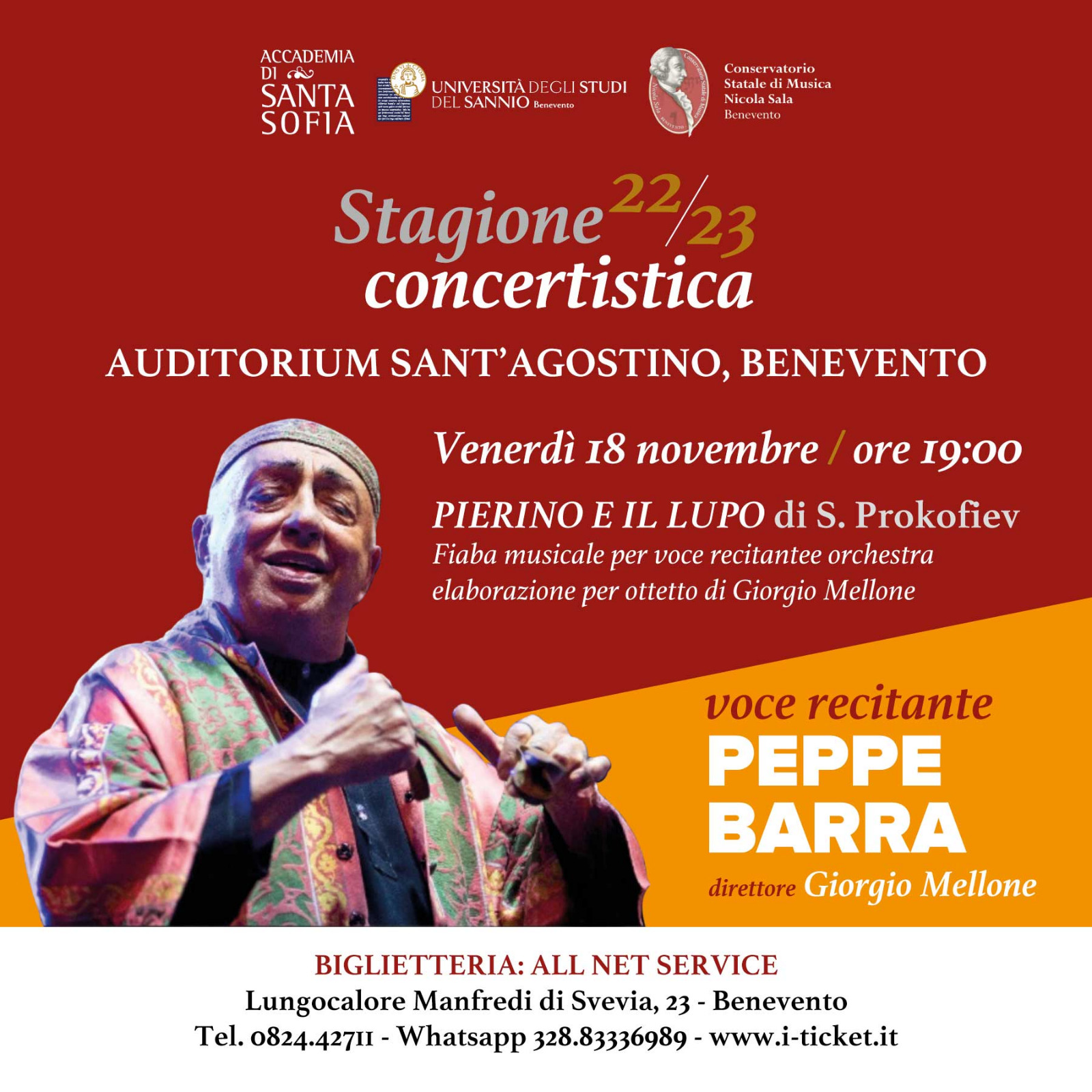 Stagione Artistica Accademia di Santa Sofia, il 18 dicembre arriva Peppe Barra