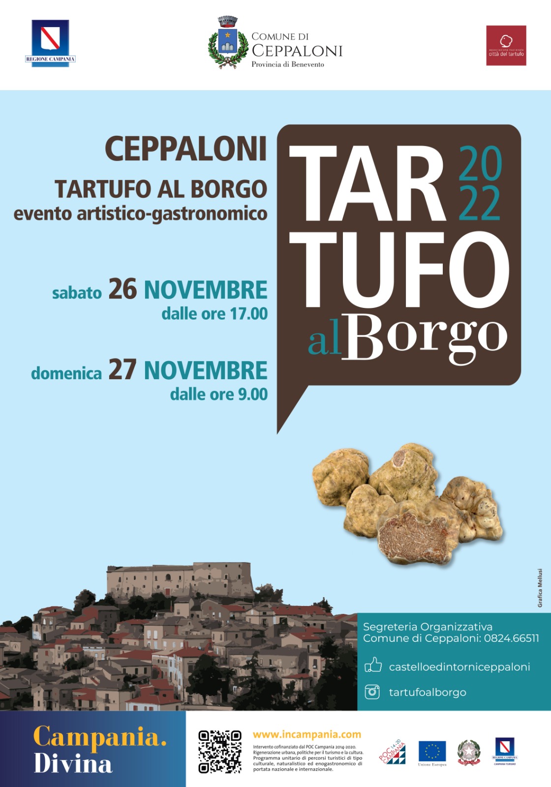 Ceppaloni, il 26 e 27 novembre il trionfo del gusto con “Tartufo al Borgo”