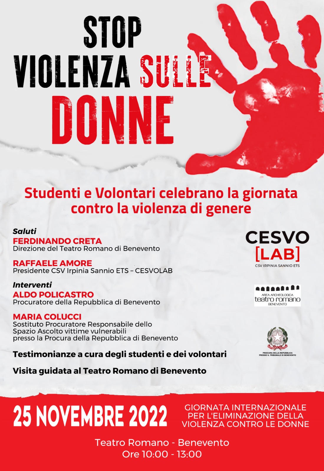 Violenza sulle donne, al Teatro Romano di Benevento incontro sulla cultura della sopraffazione