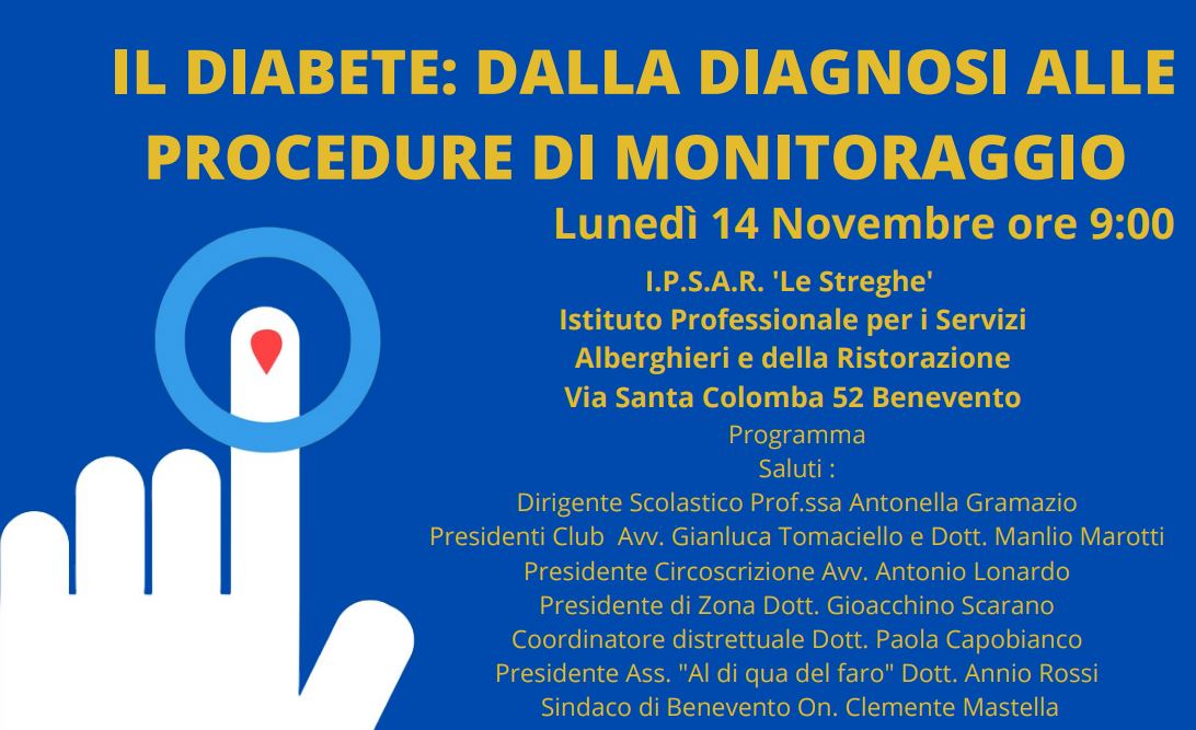 Lunedi la “Giornata mondiale del Diabete”, convegno all’IPSAR “Le Streghe”