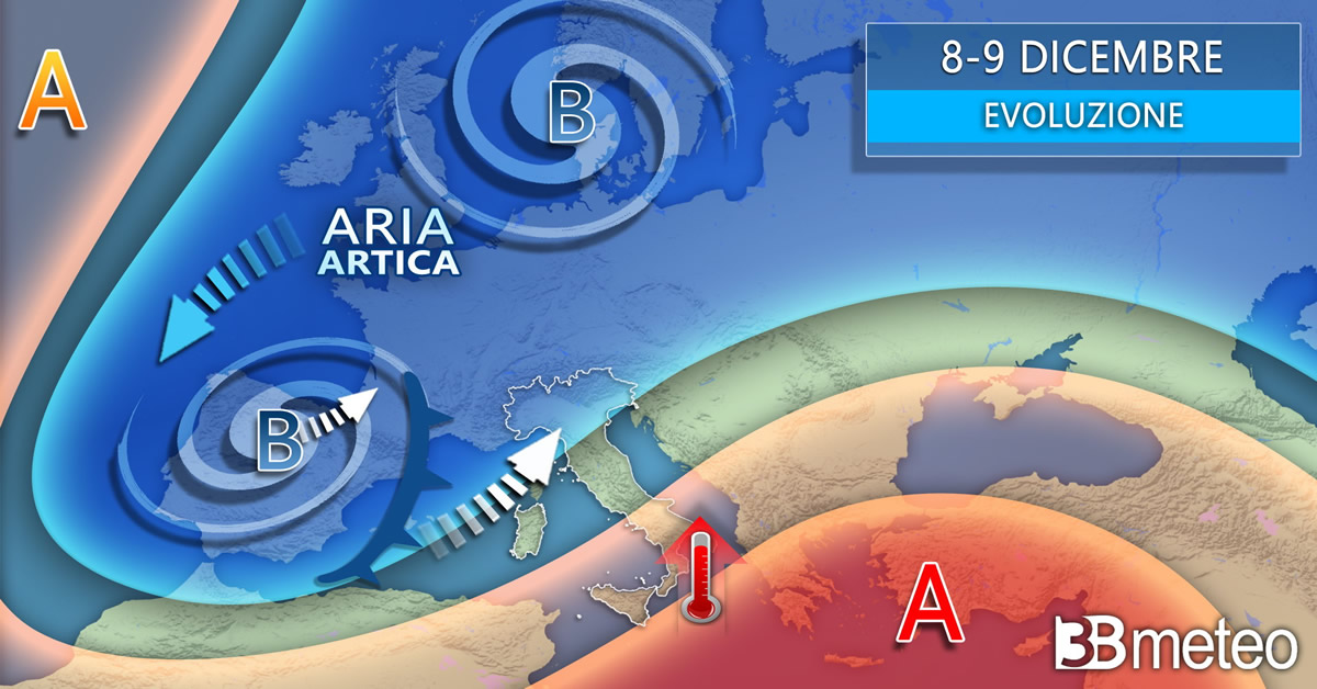 Ponte dell’Immacolata con il maltempo, altra pioggia e neve anche a quote basse