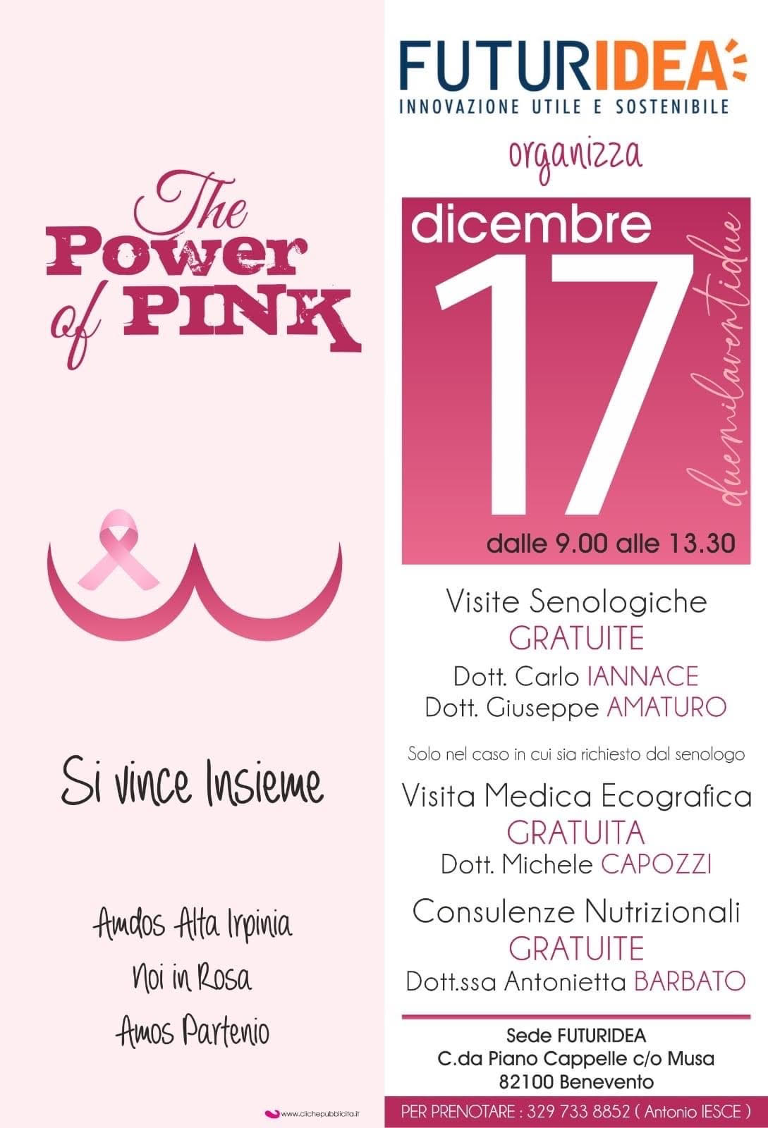 Futuridea, sabato 17 dicembre giornata di prevenzione del tumore al seno.   