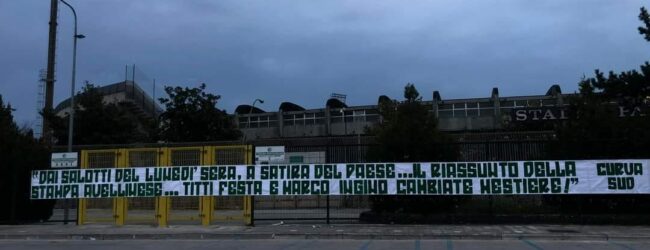 SUGC: solidarietà a Marco Ingino e Titti Festa di Sport Channel per lo striscione esposto dalla Curva Sud