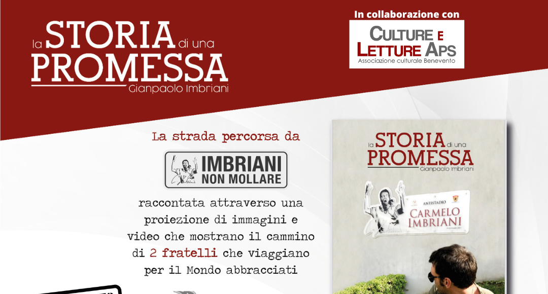 “La storia di una promessa”, venerdi all’auditorium “Spina Verde” il racconto di Gianpolo Imbriani