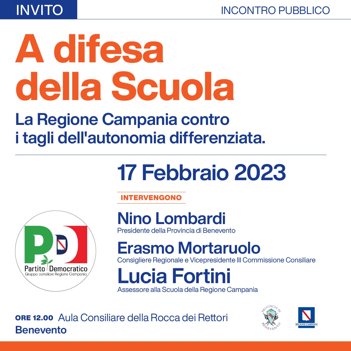 “A difesa della scuola”, l’assessore regionale Fortini venerdì alla Rocca