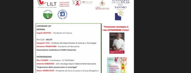 “Settimana Nazionale per la Prevenzione Oncologica’, a Benevento convegno il 30 Marzo