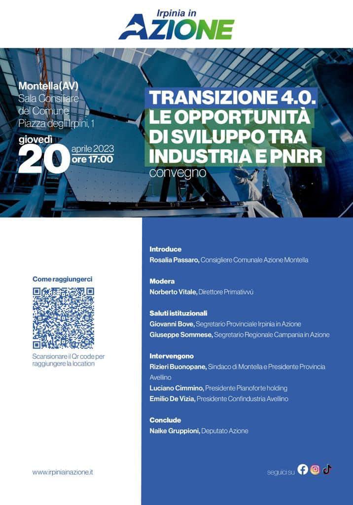 Montella| L’industria 4.0 e le opportunità del Pnrr, giovedì il convegno promosso da Irpinia in Azione
