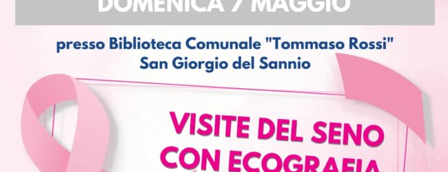 Sannio Donna, domani a San Giorgio del Sannio mattinata di prevenzione al seno