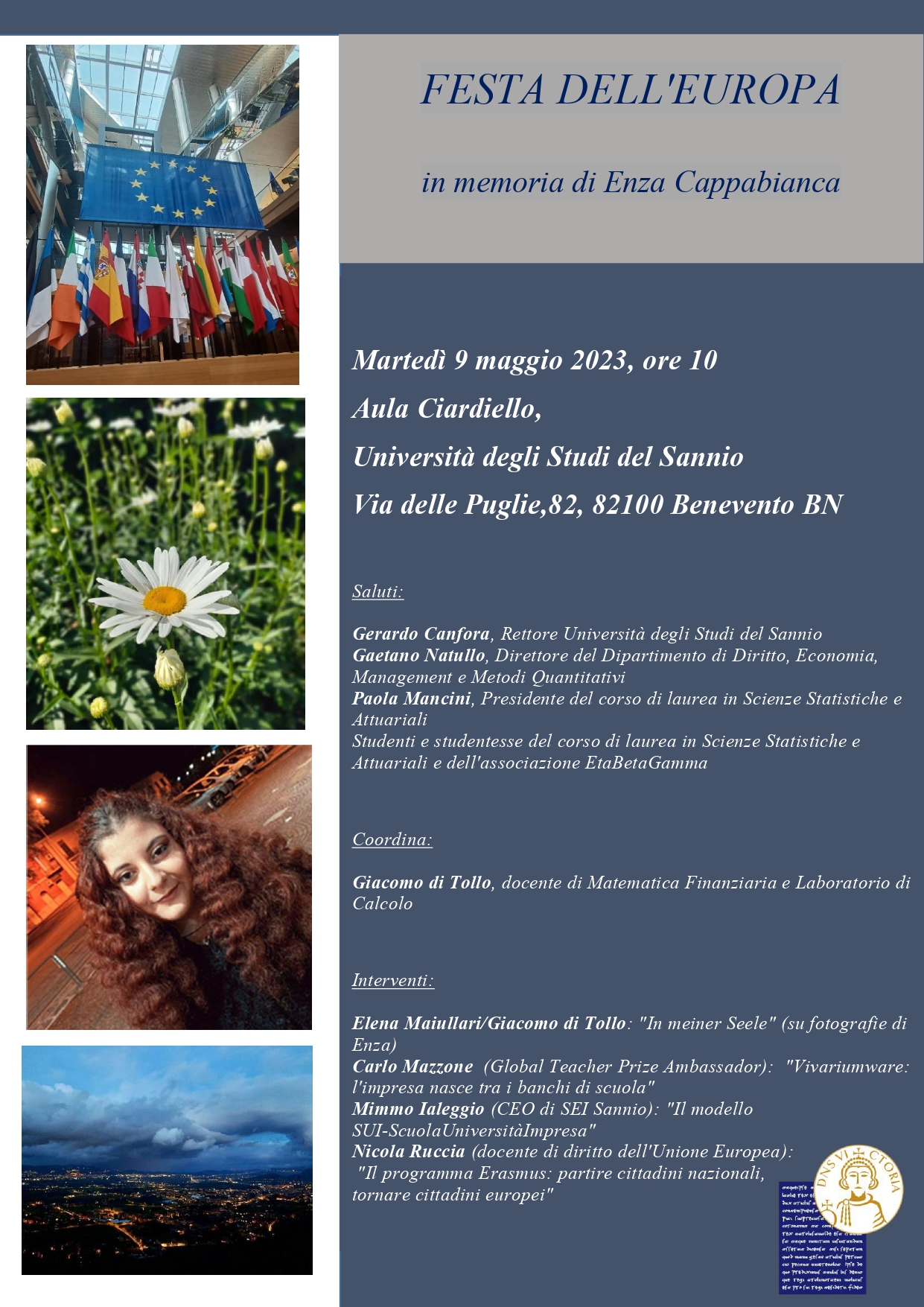 Festa dell’Europa all’Unisannio in memoria di Enza Cappabianca