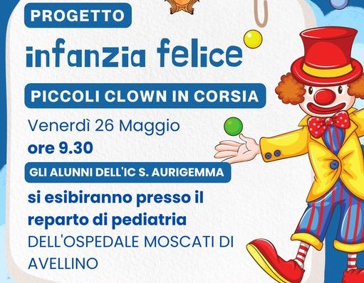 Piccoli clown in corsia, gli studenti dell’Ic Aurigemma di Monteforte nel reparto Pediatria del Moscati