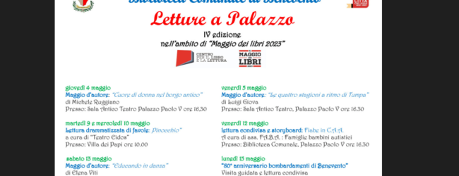 Domani al via la IV edizione della rassegna letteraria “Letture a Palazzo”