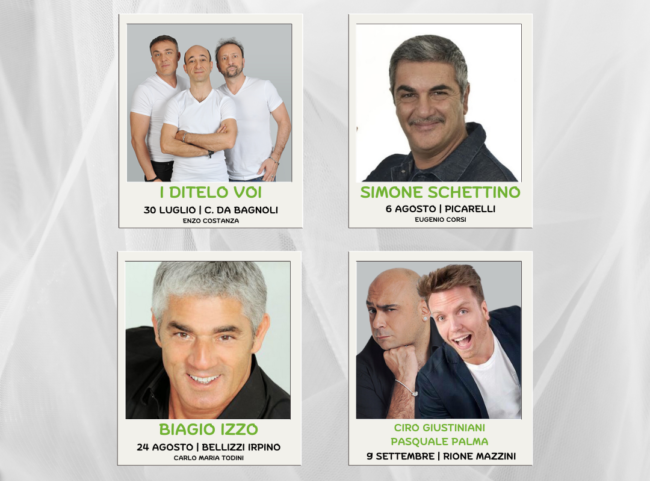 Avellino Summer Festival, ecco i comici: Biagio Izzo, Simone Schettino, i Ditelo Voi, Giustiniani e Palma