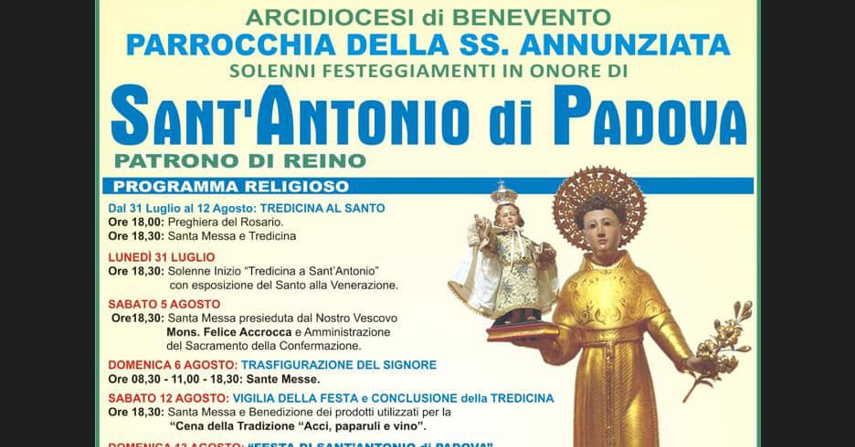 A Reino le festivita’ in onore del patrono Sant’Antonio da Padova