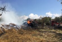 Reino, a fuoco rotoballe di fieno. Anziana trasportata in ospedale /VIDEO