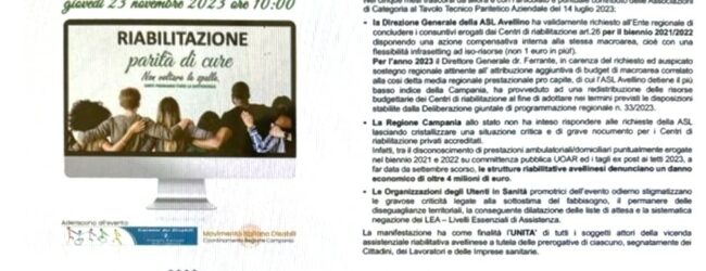 Avellino| Assistenza alla disabilità e riabilitazione, sabato e domenica petizione al corso Vittorio Emanuele