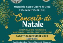 Domani all’Ospedale Fatebenefratelli di Benevento il “Concerto di Natale”