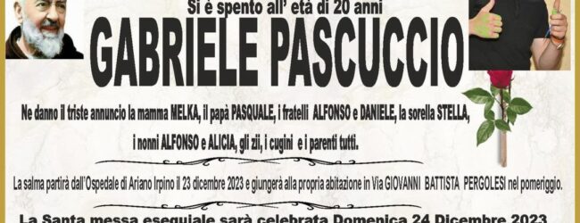 Grottaminarda| Domani i funerali di Pascuccio, proclamato il lutto cittadino