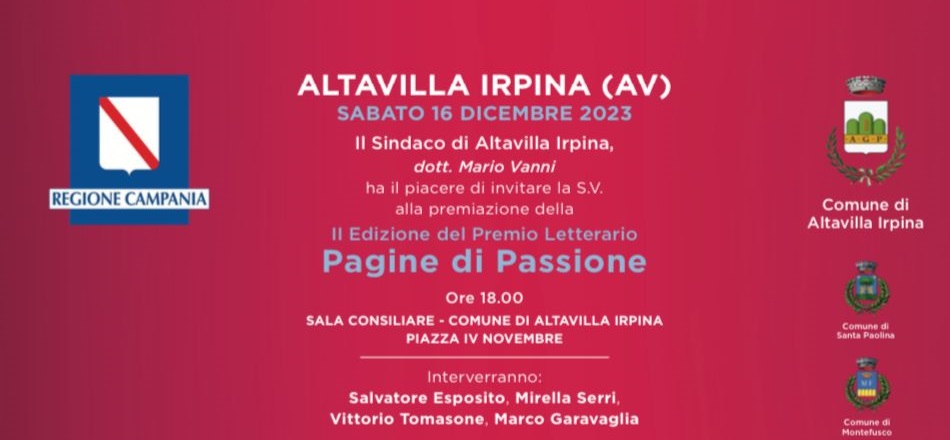 Ad Altavilla Irpina la II edizione del Premio Letterario “Pagine di Passione”. Un omaggio a Giovanni Verga e l’annuncio dei vincitori 2023