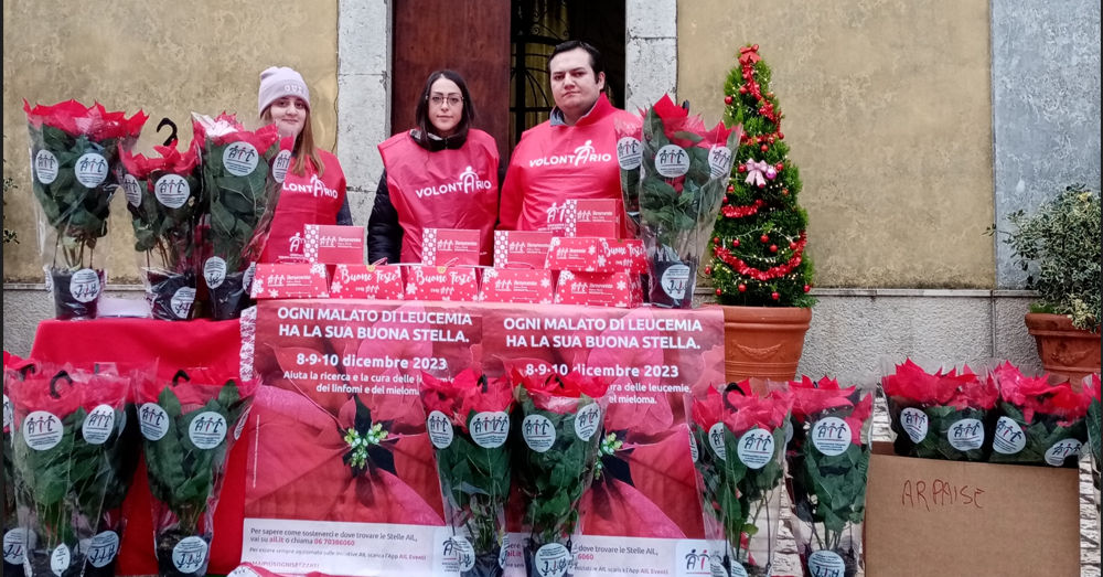 È scesa in piazza la Pro Loco Generoso Papa di Arpaise per aderire alla manifestazione solidale dell’Ail Benevento Stelle di Natale 2023