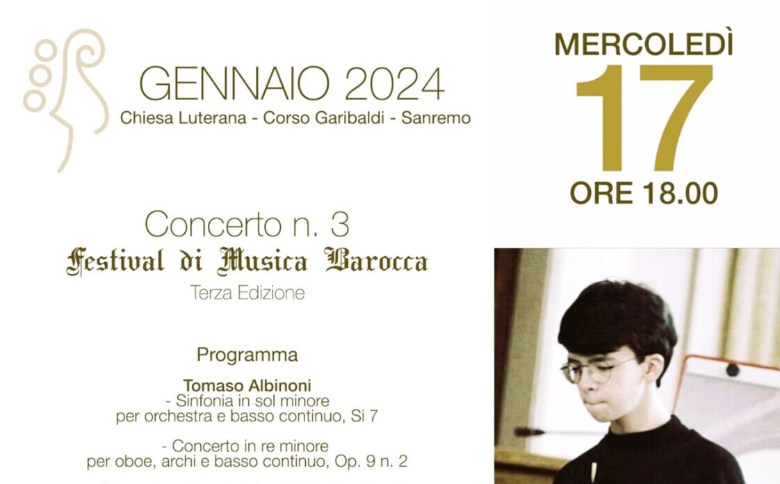 L’oboista Salvatore Ruggiero a Sanremo per la III edizione del Festival di Musica Barocca