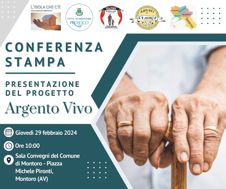 Progetto “Argento Vivo” la presentazione il 29 febbraio al Comune di Montoro