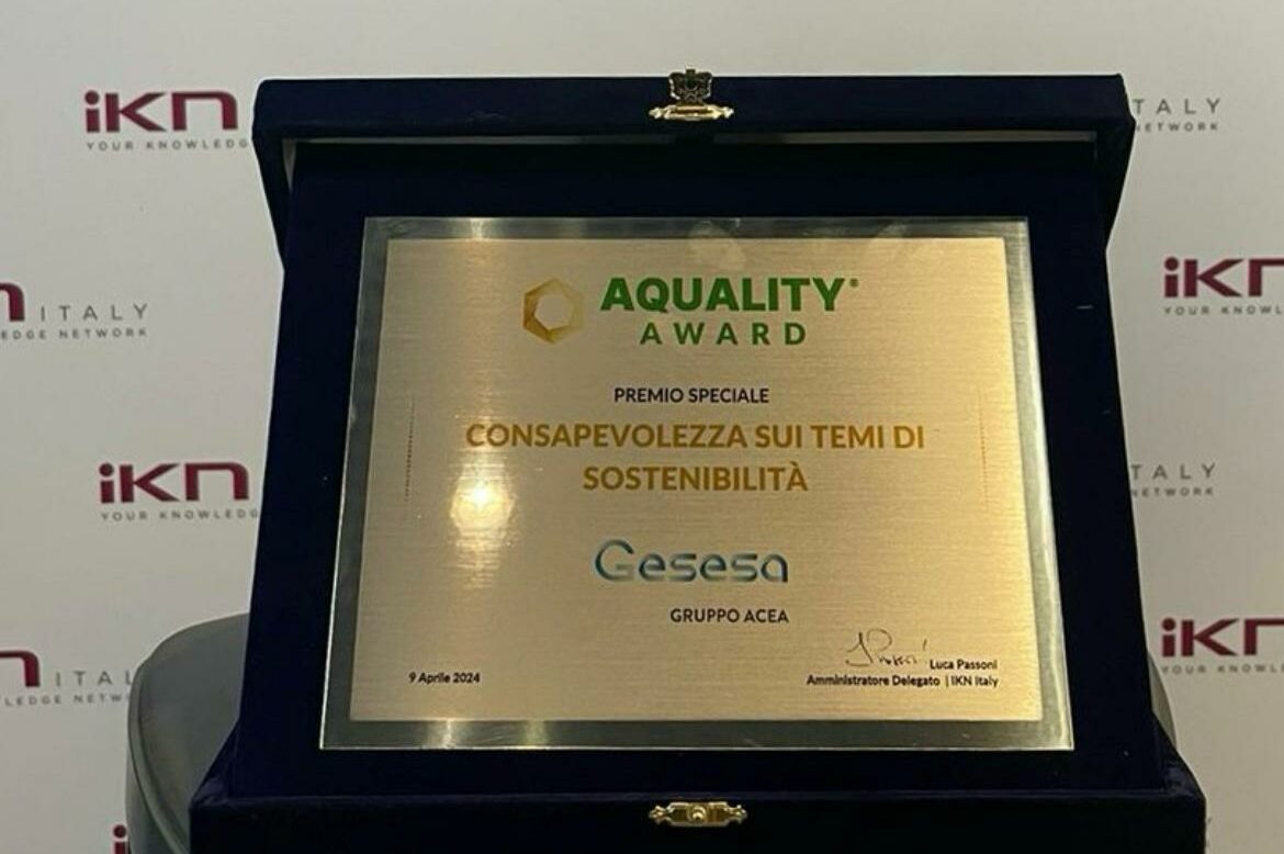 Aquality Award 2024, a GESESA il premio speciale per la Consapevolezza sui temi di Sostenibilità