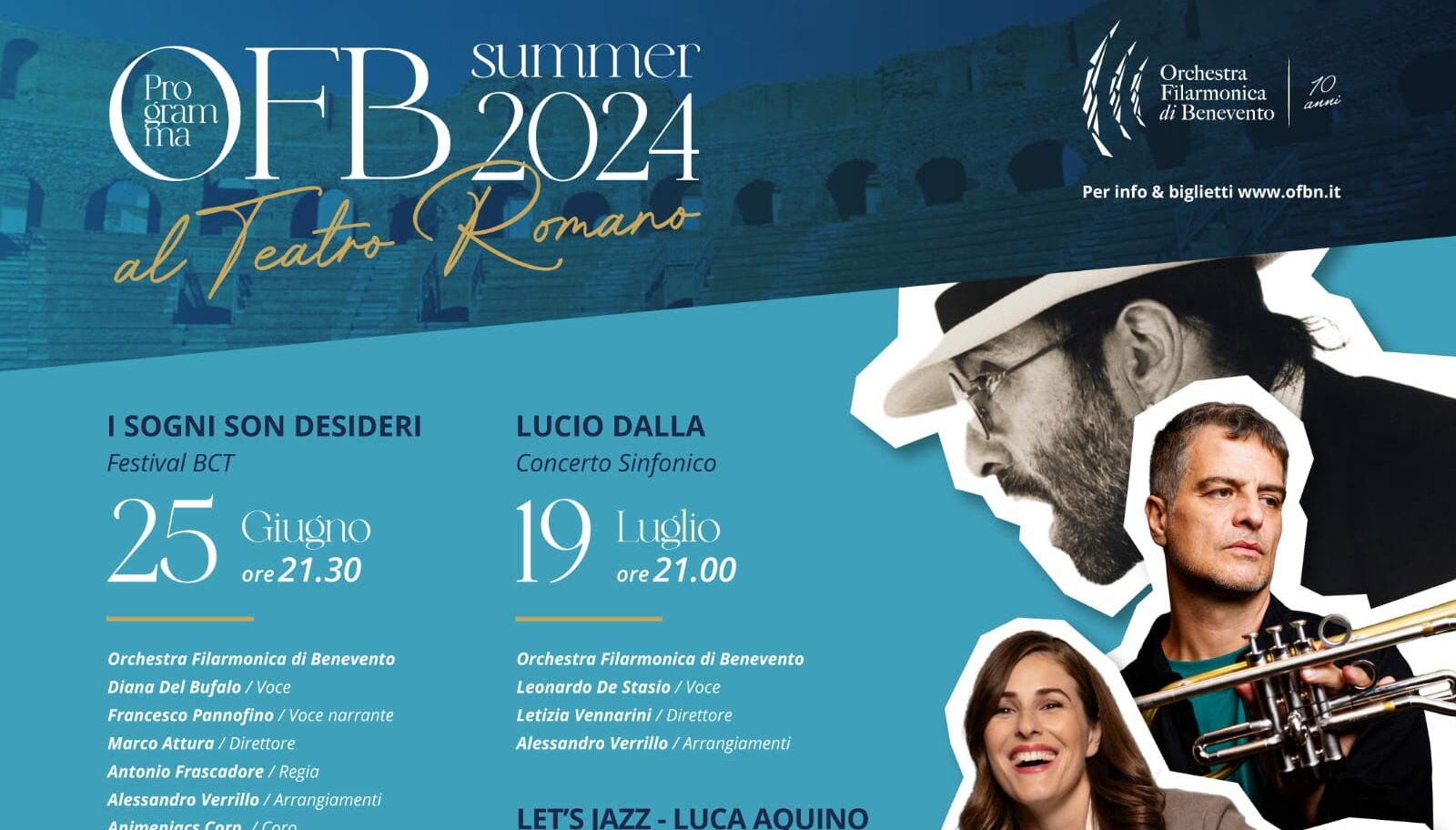 L’OFB presenta il cartellone estivo: 4 appuntamenti al Teatro Romano di Benevento da Giugno a Settembre