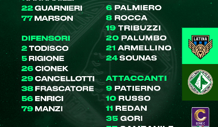 Latina-Avellino: i convocati di mister Biancolino