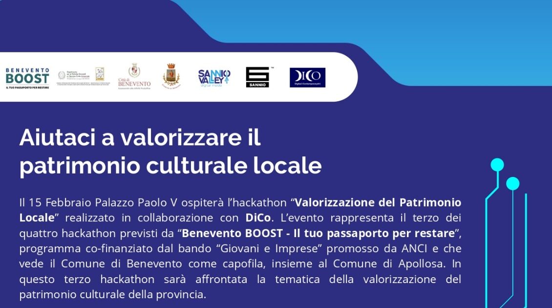 ”Valorizzazione del Patrimonio Culturale del Sannio”: a Palazzo Paolo V Hackathon di Benevento Boost