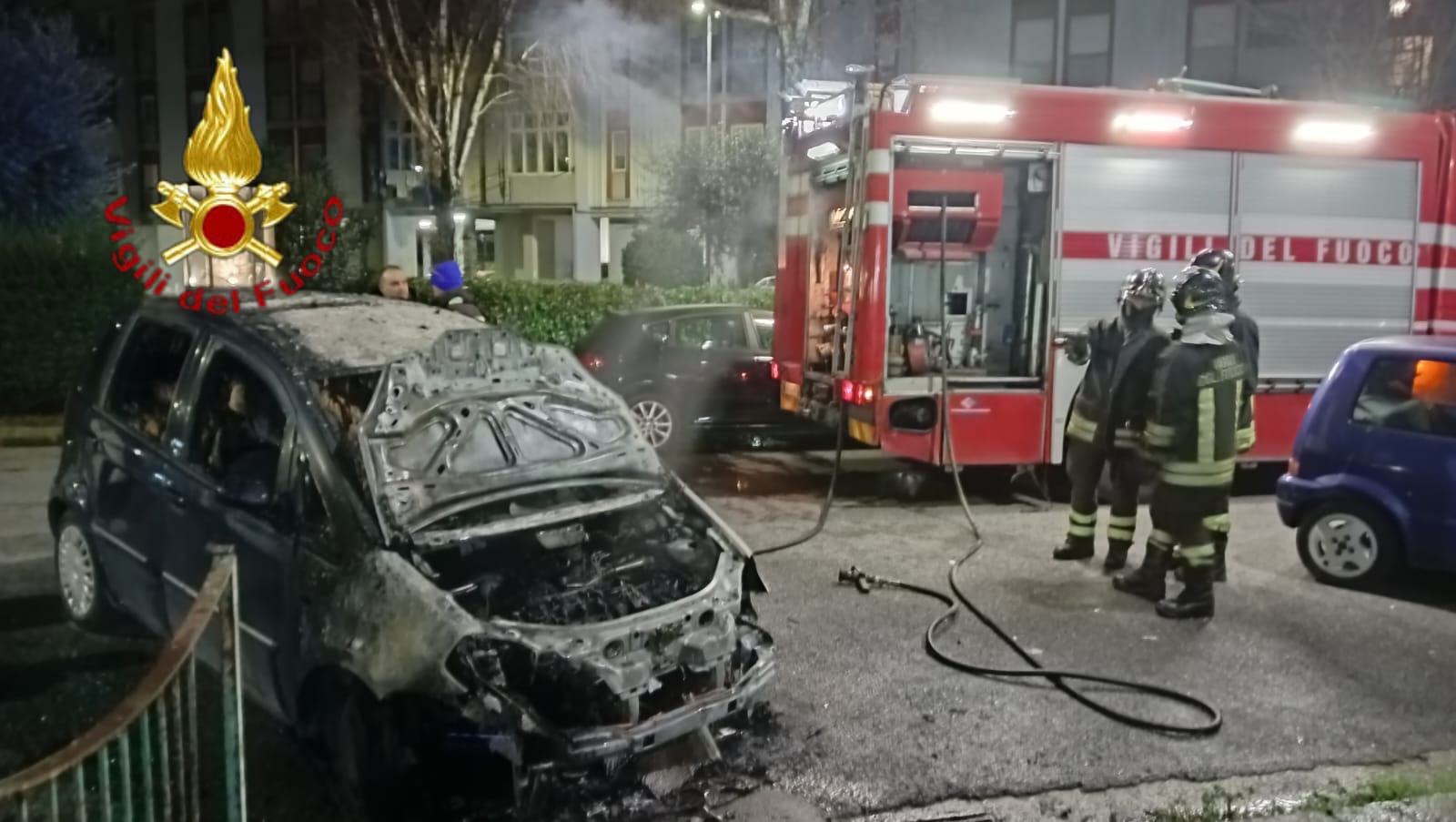 Fiamme in un’auto a Rione Mazzini: intervento dei Vigili del Fuoco di Avellino