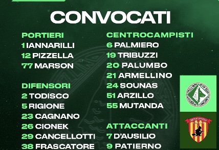 Avellino-Benevento, i convocati di mister Biancolino