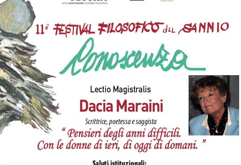 Dacia Maraini protagonista dell’11° Festival Filosofico del Sannio con una lectio magistralis sulle donne e la libertà
