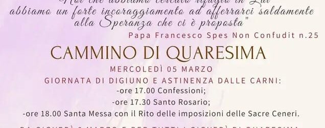 La Parrocchia Maria Santissima Annunziata di Pietrastornina, nell’anno della speranza, vivrà il Cammino di Quaresima