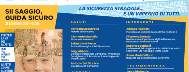 “Sii saggio guida sicuro” fa tappa al San Vittorino di Benevento