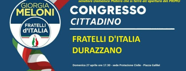 Fratelli d’Italia, domani il Congresso Cittadino di Durazzano