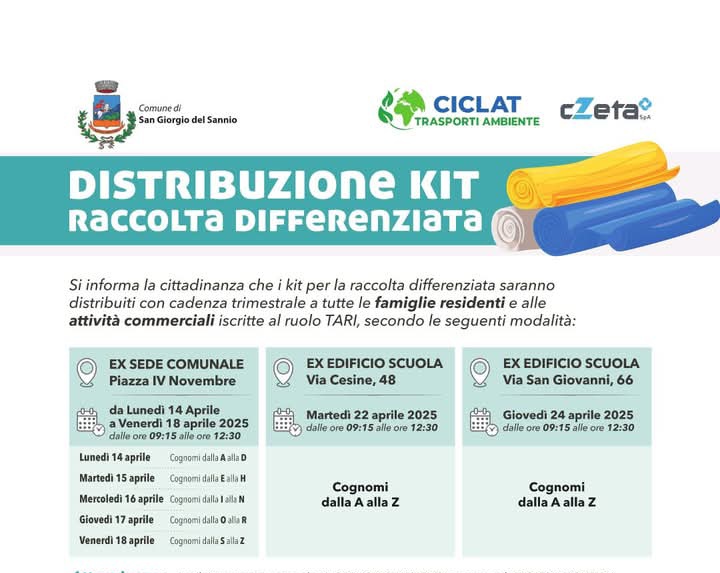 San Giorgio del Sannio: ottimizzazione dei costi e miglioramento della raccolta differenziata,arriva nuovo sistema per il Comune