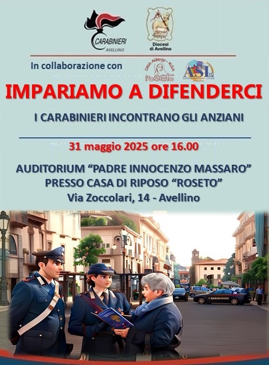 Avellino: “Difendersi si può”,incontro con i Carabinieri per la sicurezza degli anziani   