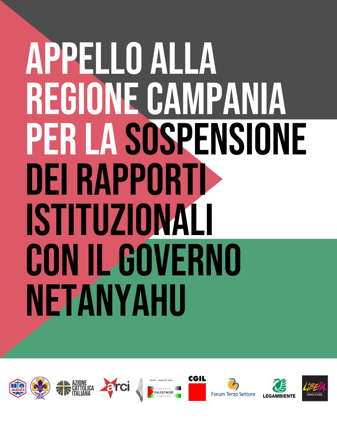Il Terzo Settore a De Luca: interrompere le relazioni col Governo d’Israele