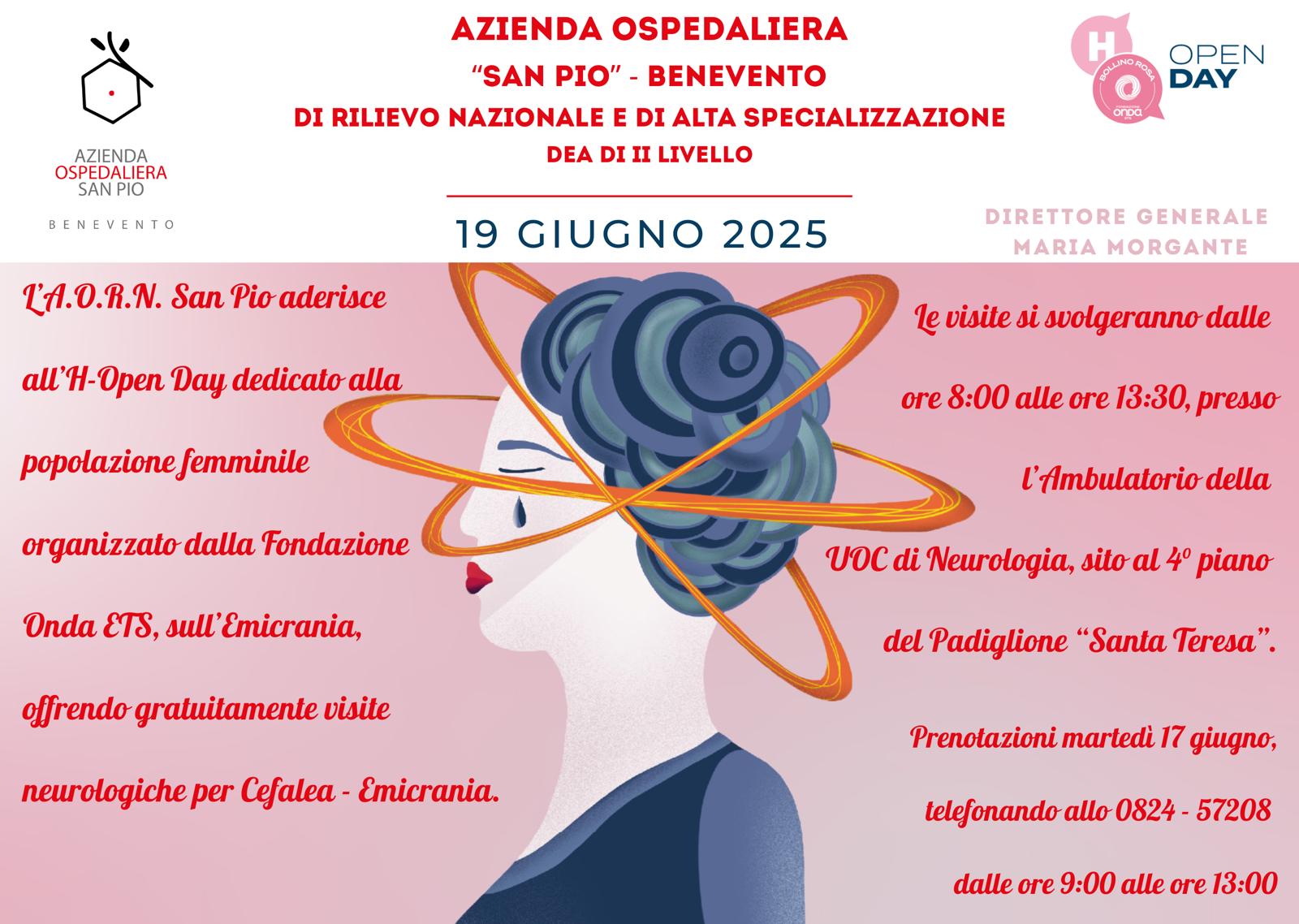 Emicrania: il 19 giugno visite gratuite al San Pio con l’Open Day dedicato alle donne