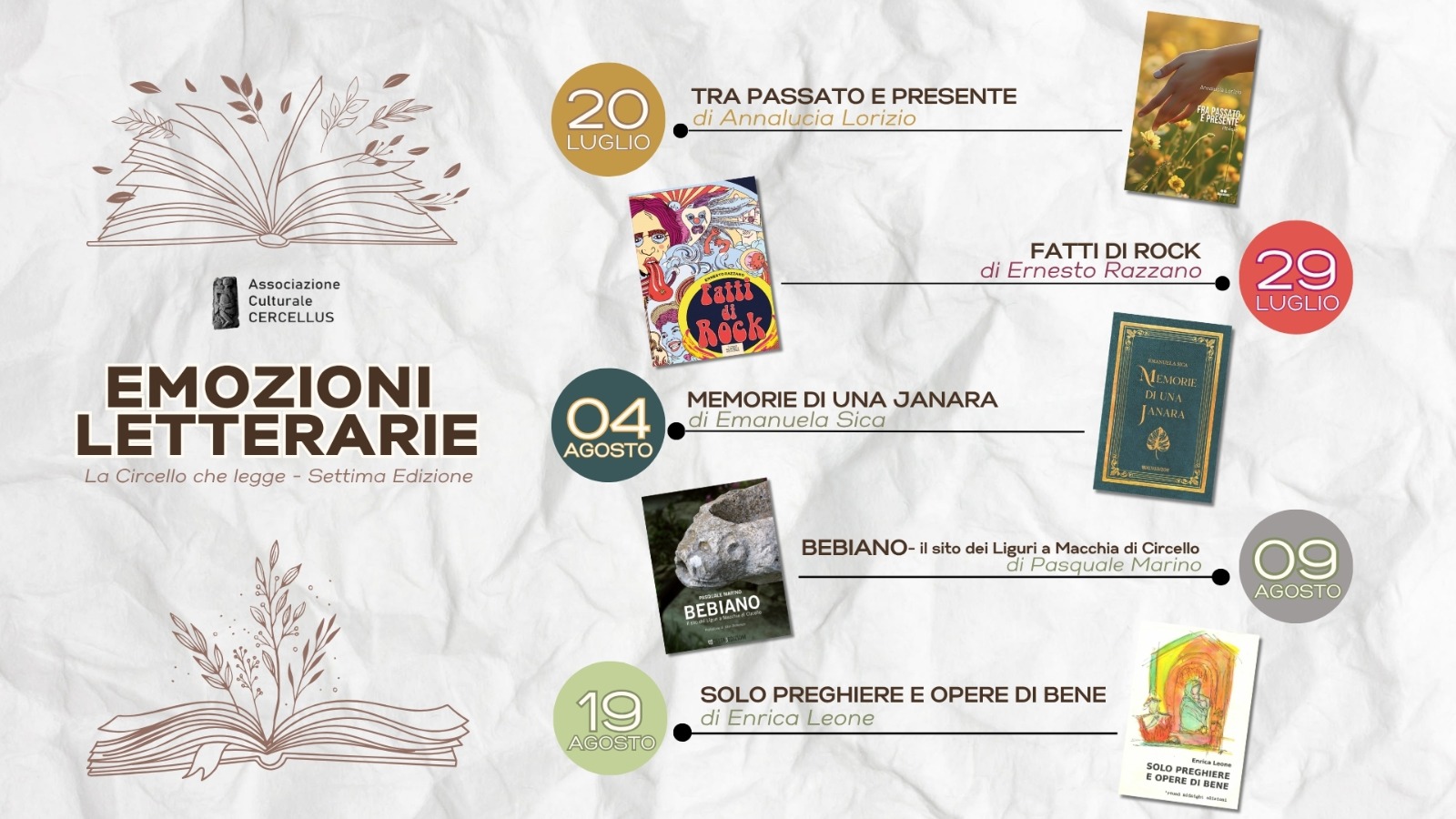 VII edizione di “Emozioni Letterarie – La Circello che legge”: un mese tra libri, autori e territorio