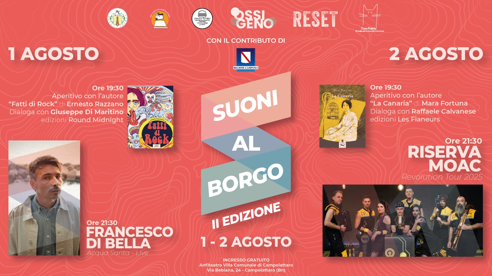 Suoni al Borgo Music Festival II Edizione, l’ 1 e 2 Agosto 2025 all’Anfiteatro Villa Comunale di Campolattaro