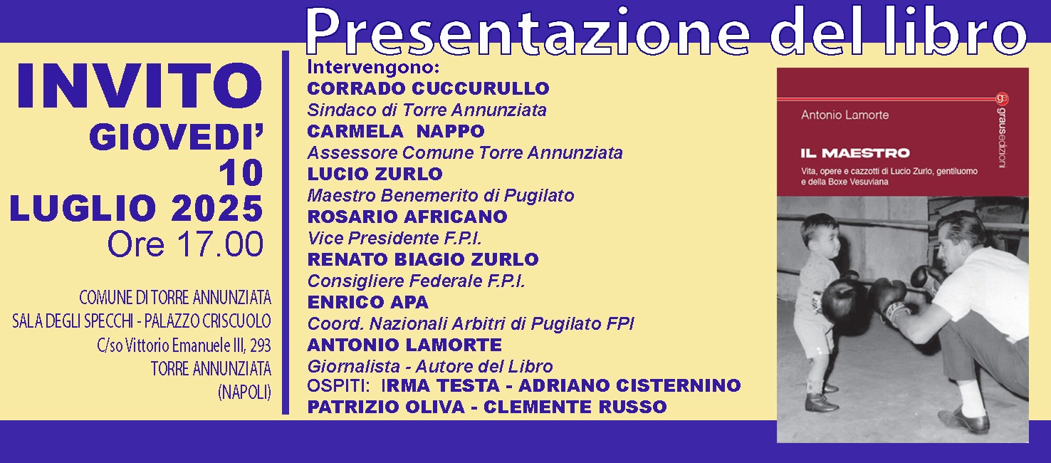 “Il Maestro”, il libro di Lamorte su Lucio Zurlo verrà presentato a Torre Annunziata