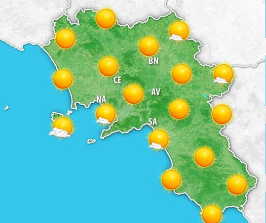 Meteo Campania: breve ed intensa ondata di caldo in arrivo, nel weekend temporali e calo termico